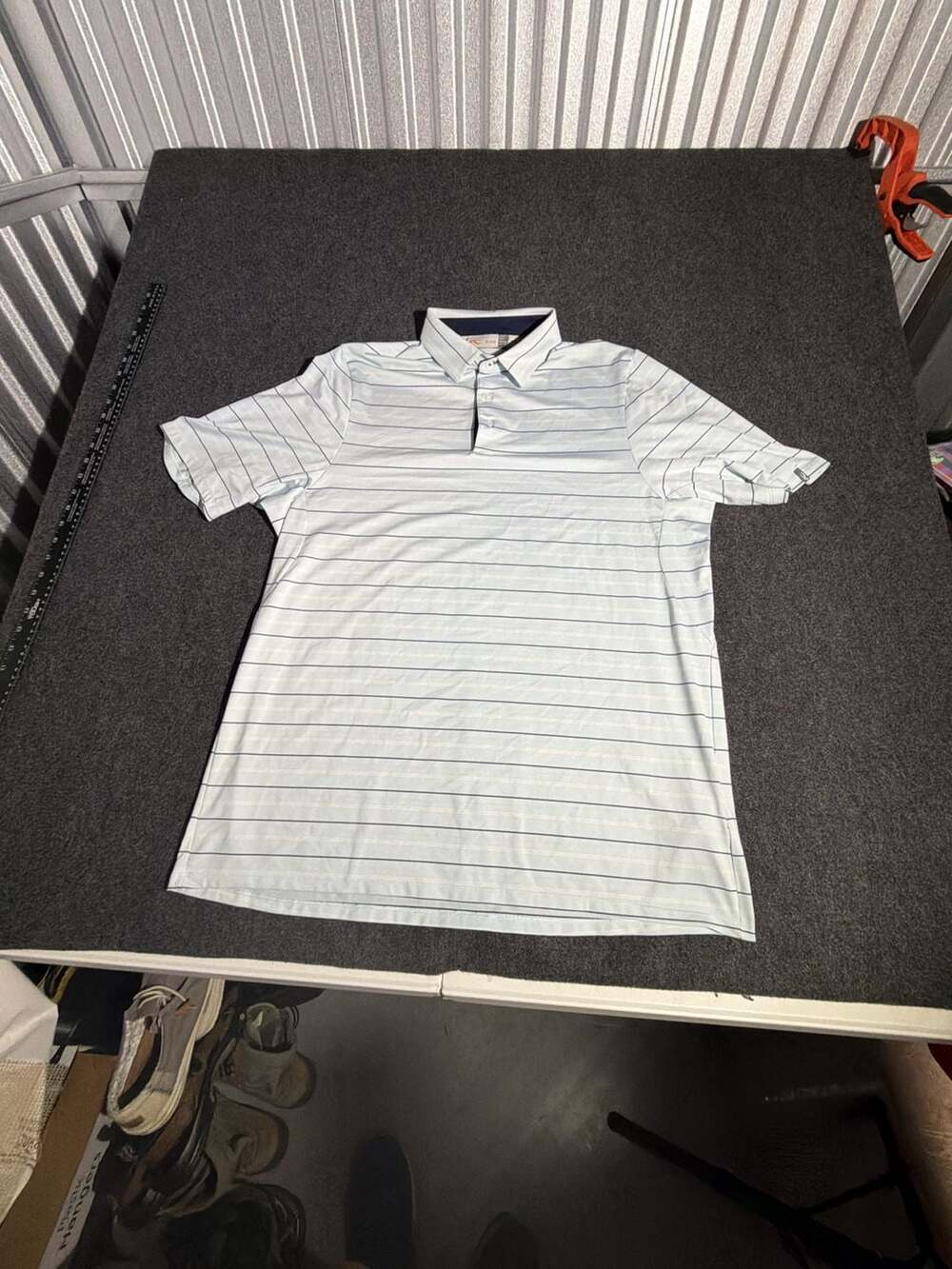 KJUS Men's Striped Comfort Fit Performance Golf Polo Shirt Light Blue Size 2XL